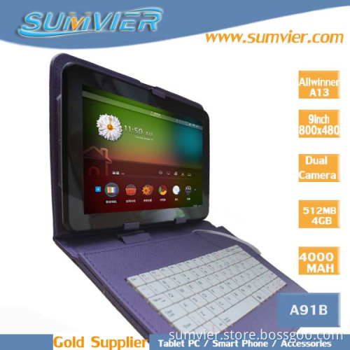 9inch Big Screen Android Tablet PC with 512MB+8GB Allwinner A13
